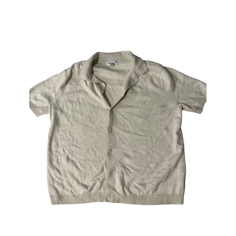 Goodfellow & Co Cream Short-Sleeve Button-Up Cardigan